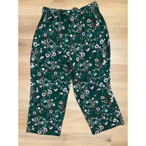 Jules & Leopold Pants Womens Large Green‎ Floral Print Wide Leg Casual Pants